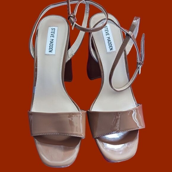 Steve Madden Womens Platform Block Heel Sandals With Ankle Strap - brown chocola - Picture 1 of 15